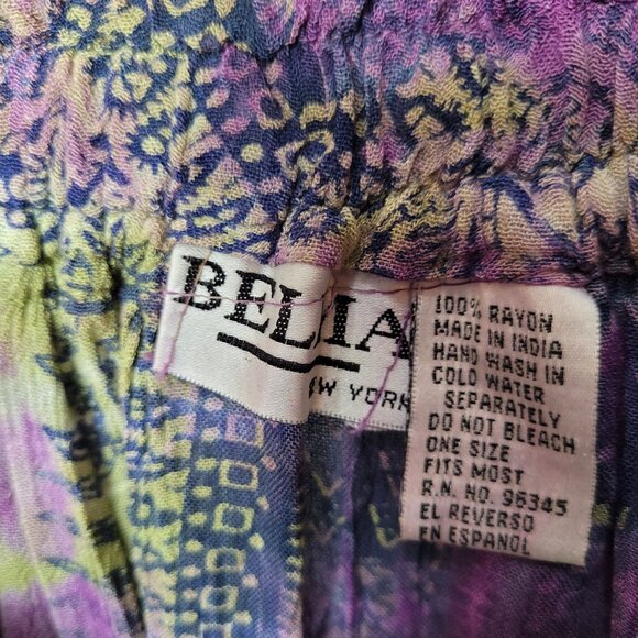Bella New York Boho Tie-Dye Elastic Waist Skirt Purple & Green Rayon One Size - Picture 5 of 11